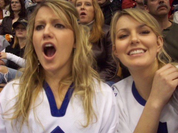 My sister Melanie and I at the Leafs game in Toronto!