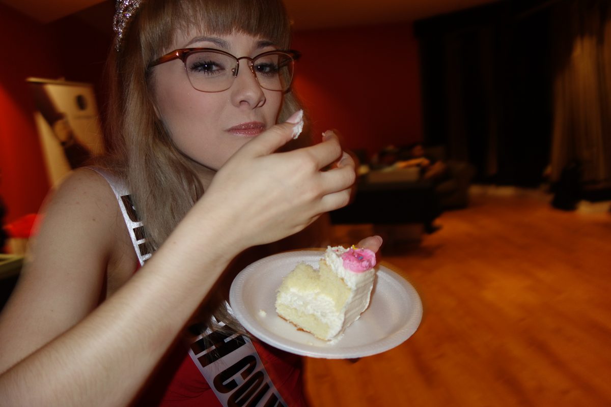 eating cake at the sponsor party